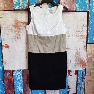 Women's Liz Claiborne Dress Colorblock Sleeveless SIZE 10 White/Beige/Black